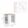 Tuhome Portree Kitchen Island with 3-Side Shelves -White / Macadamia IBM9034